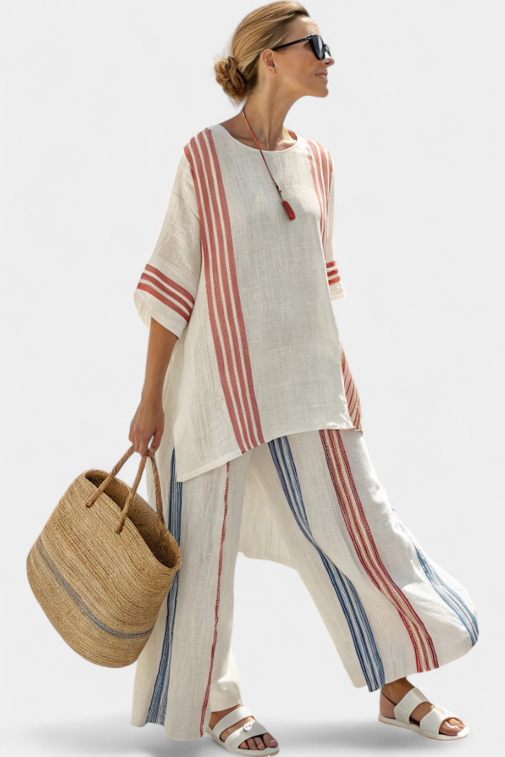 Anila | Elegant Two-Piece Set with Striped Design