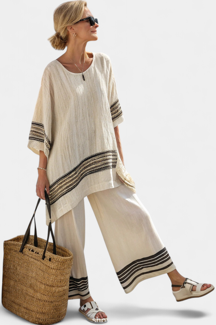 Anila | Elegant Two-Piece Set with Striped Design