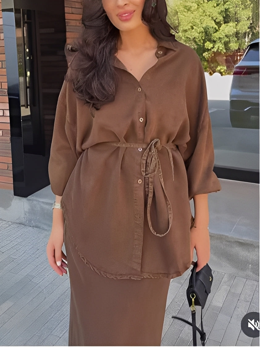 Amara | Long-Sleeved Shirt and Skirt Set