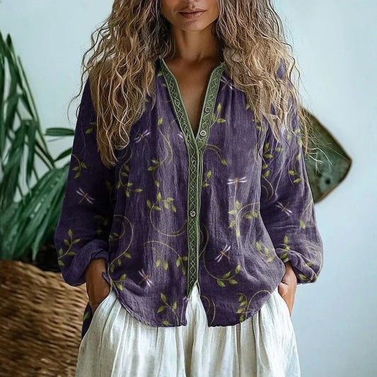 Sophia | vintage blouse with leaf print