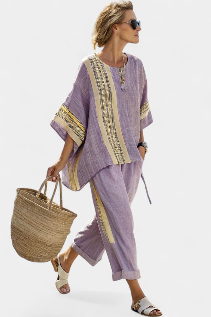 Anila | Elegant Two-Piece Set with Striped Design