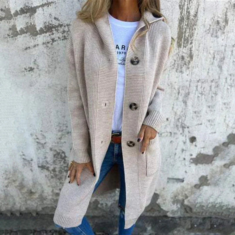 Adriana | Long jacket with hood and buttons