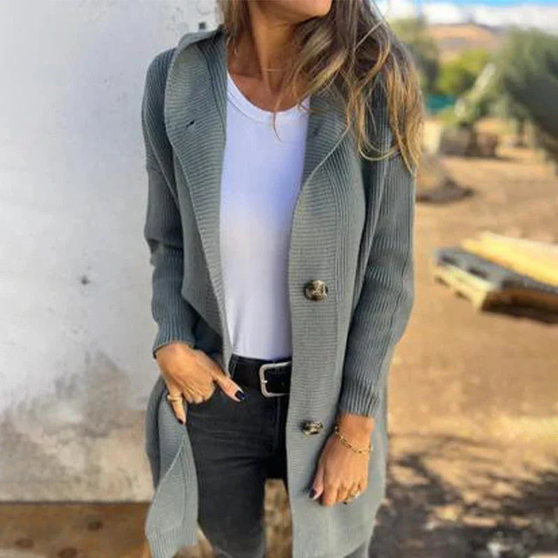 Adriana | Long jacket with hood and buttons