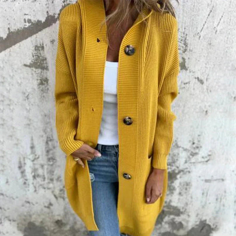 Adriana | Long jacket with hood and buttons